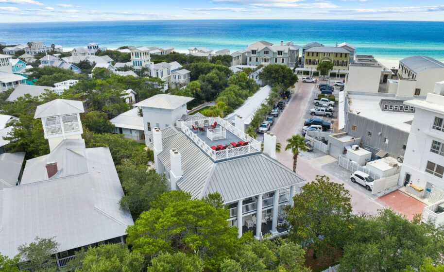 Aerial view of 38 Seaside Avenue, Seaside, Florida