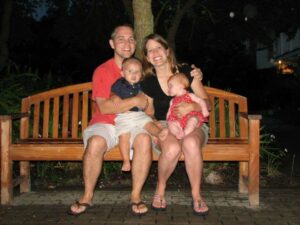 family on bench